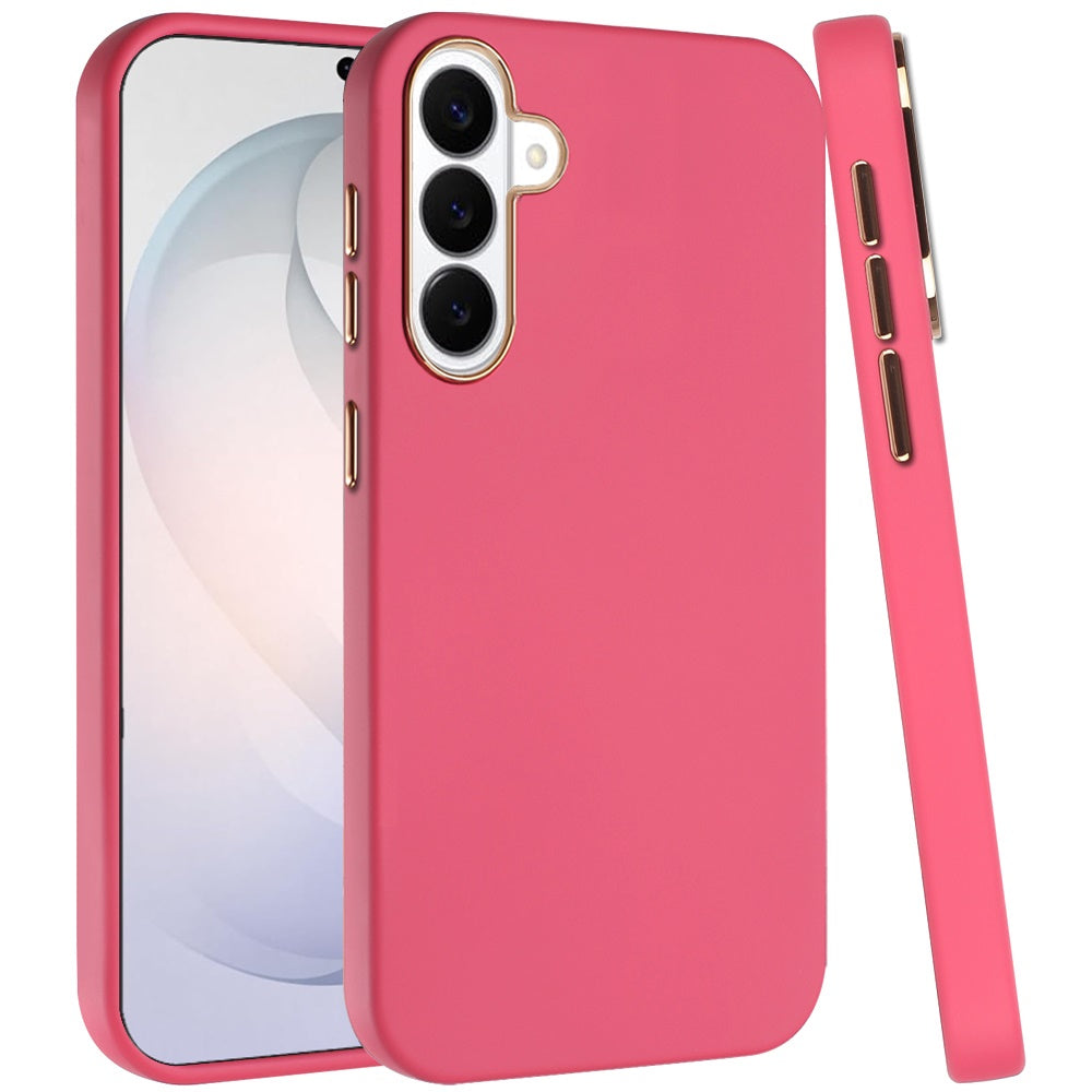 Phone Case for Samsung Galaxy S26 FE /S26 Fan Edition Hybrid Silicone TPU Rubber Chromed Edge TPU Bumper Reinforced Corners Shock Absorbing Protection Cover