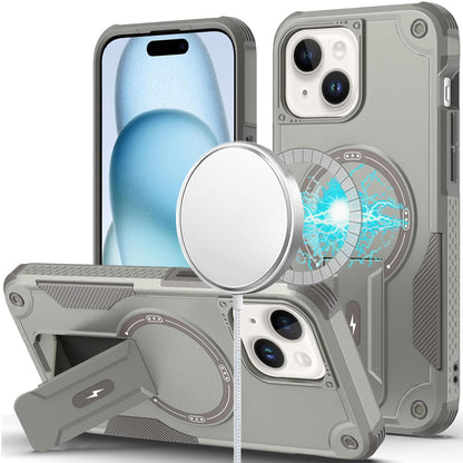 For Apple iPhone 15 Magnetic Invisible Kickstand Holder with Magsafe, Slim Fit Shockproof Hybrid Military Grade Heavy Duty Case Cover