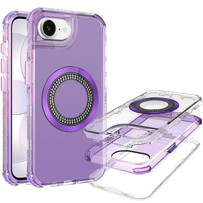 Phone Case for Apple iPhone 17E / iPhone 16E / iPhone SE4 Luxury Bling Rhinestone Glitter Magnetic Circle Frosted Hybrid Dual Layer TPU Tough Construction, Sparkling Finish Cover