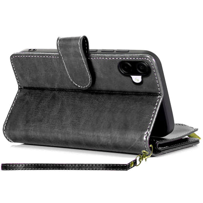 Phone Case for Samsung Galaxy A08 4G, A07 5G, A07 4G Luxury Leather Wallet Card Holder Zipper Pocket Money Storage Protective Grip Design with Strap Cover