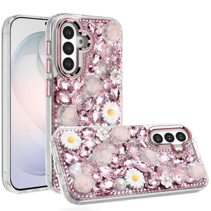 Full Bling Rhinestone Glitter Floral Luxury Hybrid Shockproof Stylish Sparkling Protective Designer Ornament