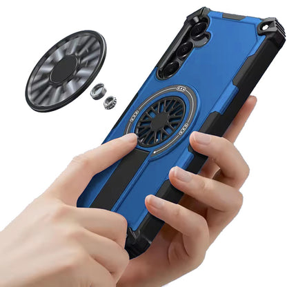 Phone Case for Samsung Galaxy A16 5G Invisible Kickstand Magnetic Car Mount Friendly Shockproof Texture Anti Slip Durable Grip Heavy Duty Hybrid Cover Blue