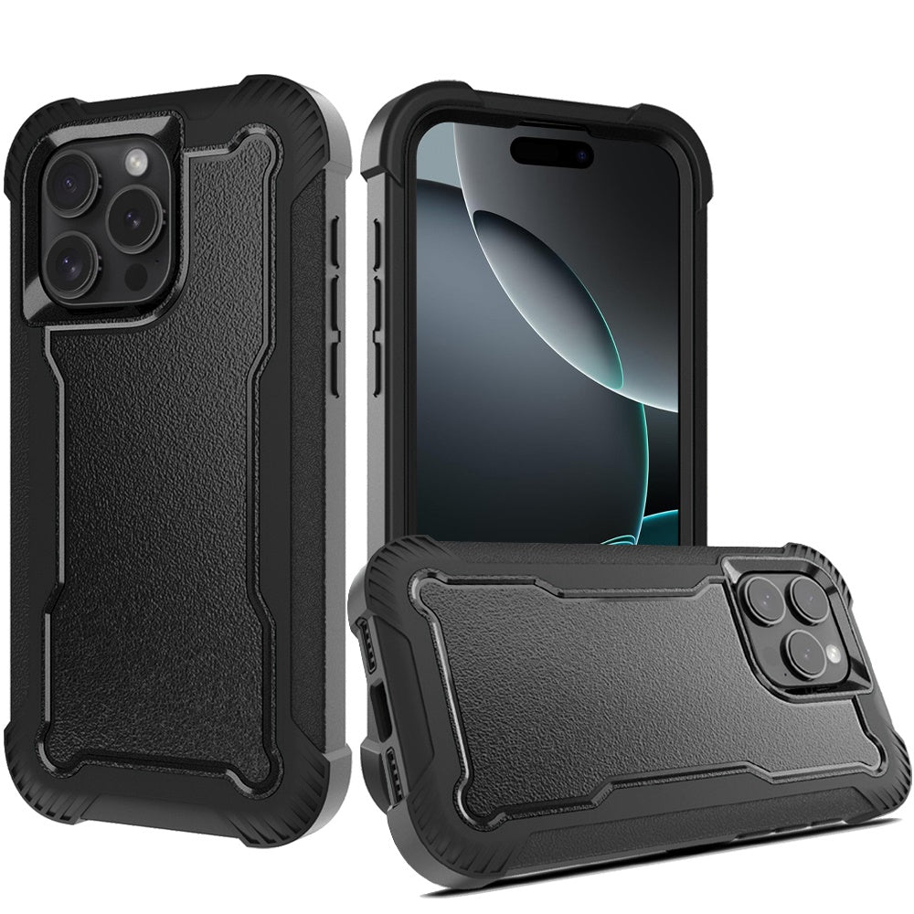 For Apple iPhone 16 Pro Tough Hybrid Case - Shockproof 3-in-1 Armor Full-Body Protection PC + TPU Rubber Bumper Frame Case Cover