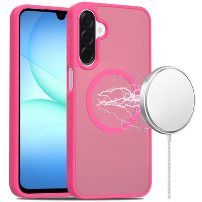 Phone Case for Samsung Galaxy A17 5G Magnetic Matte Hybrid Shockproof Smooth Grip Durable Camera Protection Anti-Slip Soft Touch TPU Armor Cover Pink