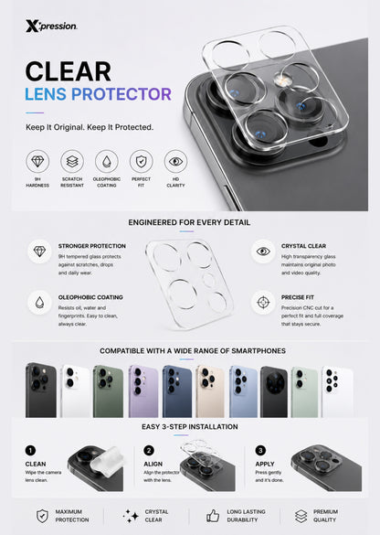 Camera Lens Protector for Google Pixel 11 Pro XL Camera Clear Tempered Glass 2.5D Scratch Resistant HD Transparent Anti Fingerprint Protective Lens Guard Clear