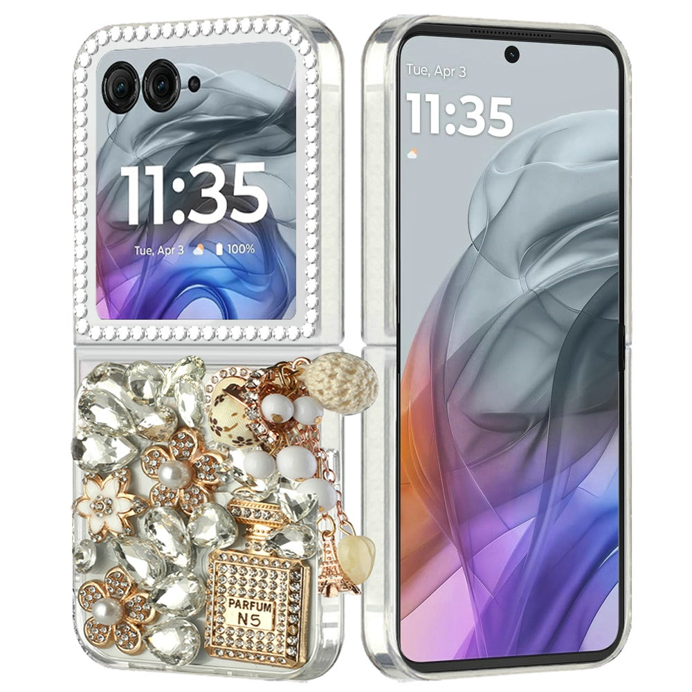 For Motorola Razr 2024 Bling Crystal 3D Full Diamonds Luxury Sparkle Glitter Rhinestone Hybrid Protective Case Cover