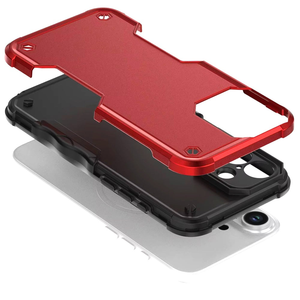 Phone Case for Apple iPhone 16 Shockproof Rugged Hybrid TPU Anti-Slip Grip Armor Military Grade Drop Resistant Shock-Absorbing Impact Cover Red