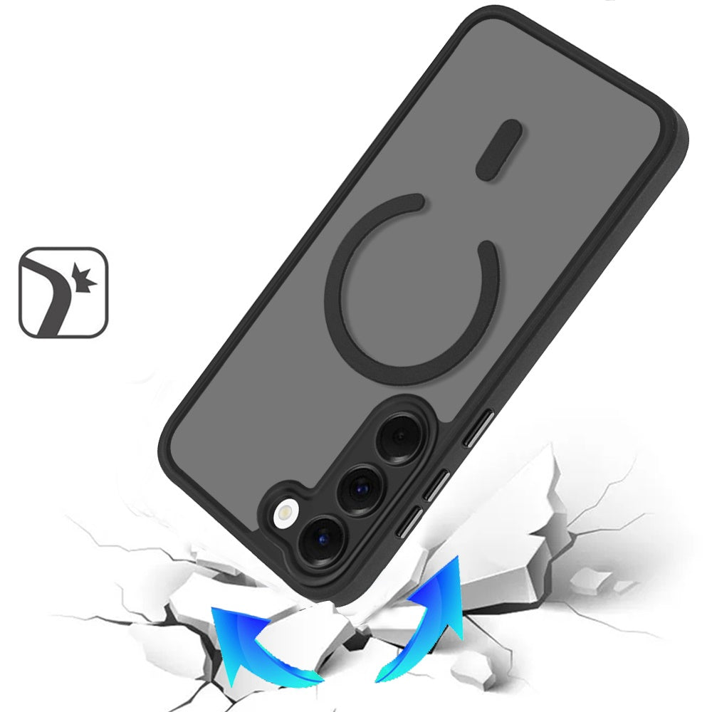 Matte Frosted Magnetic Back Hybrid Hard PC Soft TPU Camera Protection Slim Shock Absorbing Anti Fingerprint