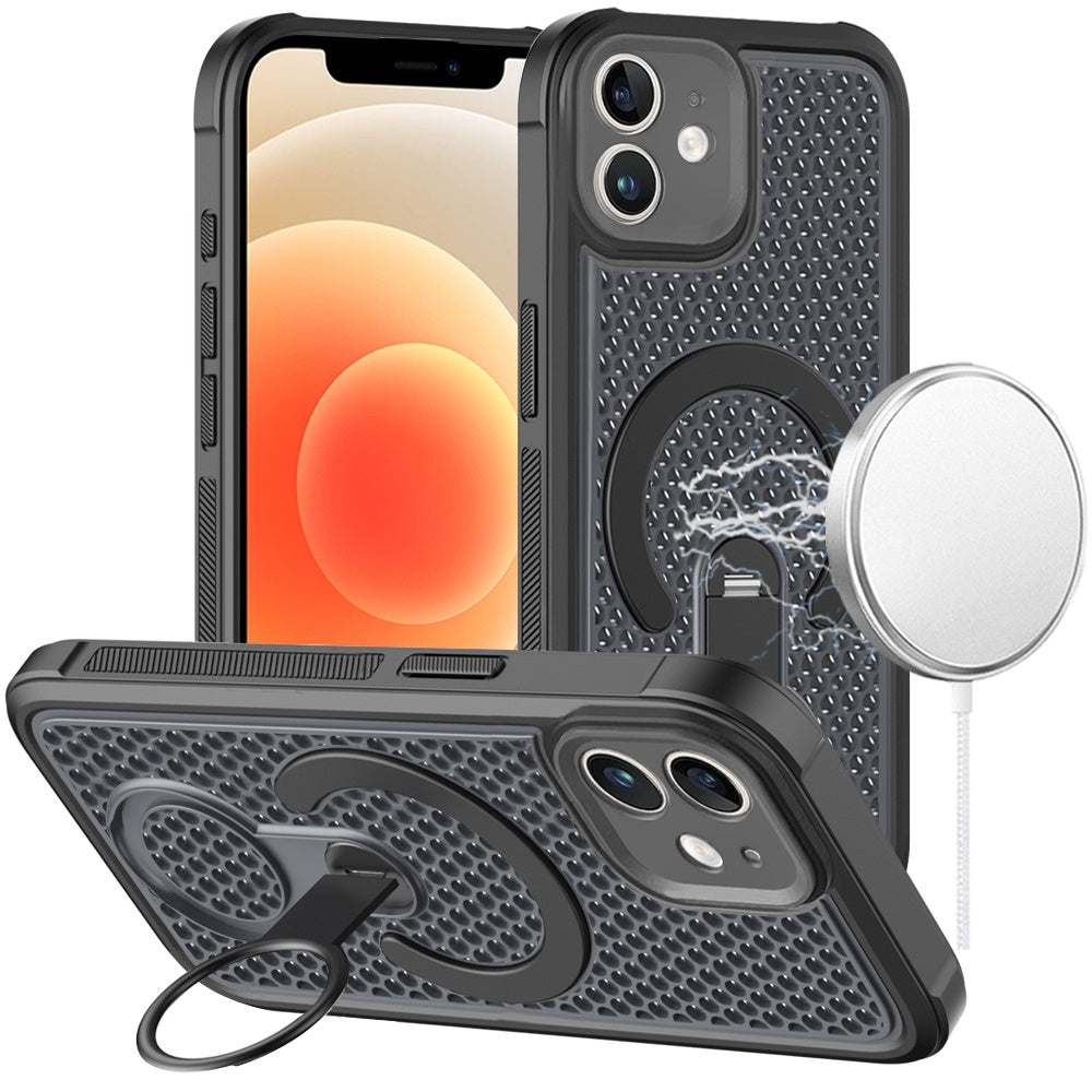 Phone Case for Apple iPhone 12 /12 Pro Magnetic Honeycomb Hybrid Rugged Armor Ring Kickstand Dual Layer Shock Absorbing Hard PC Soft TPU Cover