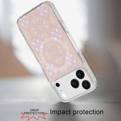 For Apple iPhone 17 AIR Stylish Pattern Fashion IMD Printed Design TPU Double Layer Slim Shockproof with Magnetic Back Case Cover Flowers Pink Gradient