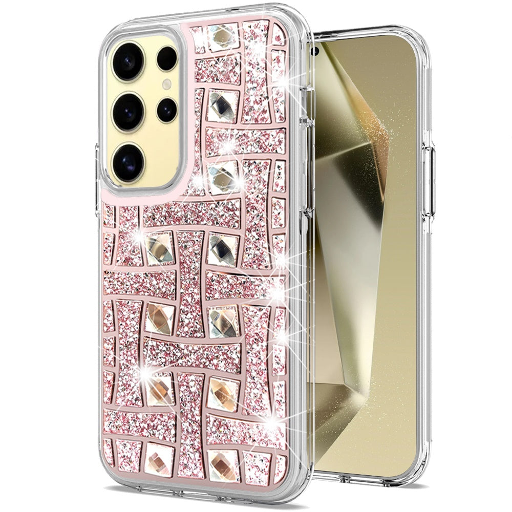 For Samsung Galaxy S25 /S24 Sparkly 3D Design Diamond Shockproof Protective Bling Glitter Rhinestone Hybrid Skin PC & TPU Case Cover