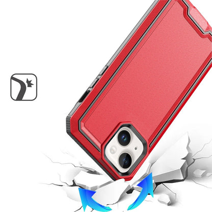 Phone Case for iPhone 14/13 Tough Strong Fused Hybrid Shockproof Durable Protective Drop Resistant Slim Grip Heavy Duty Modern Cover Red