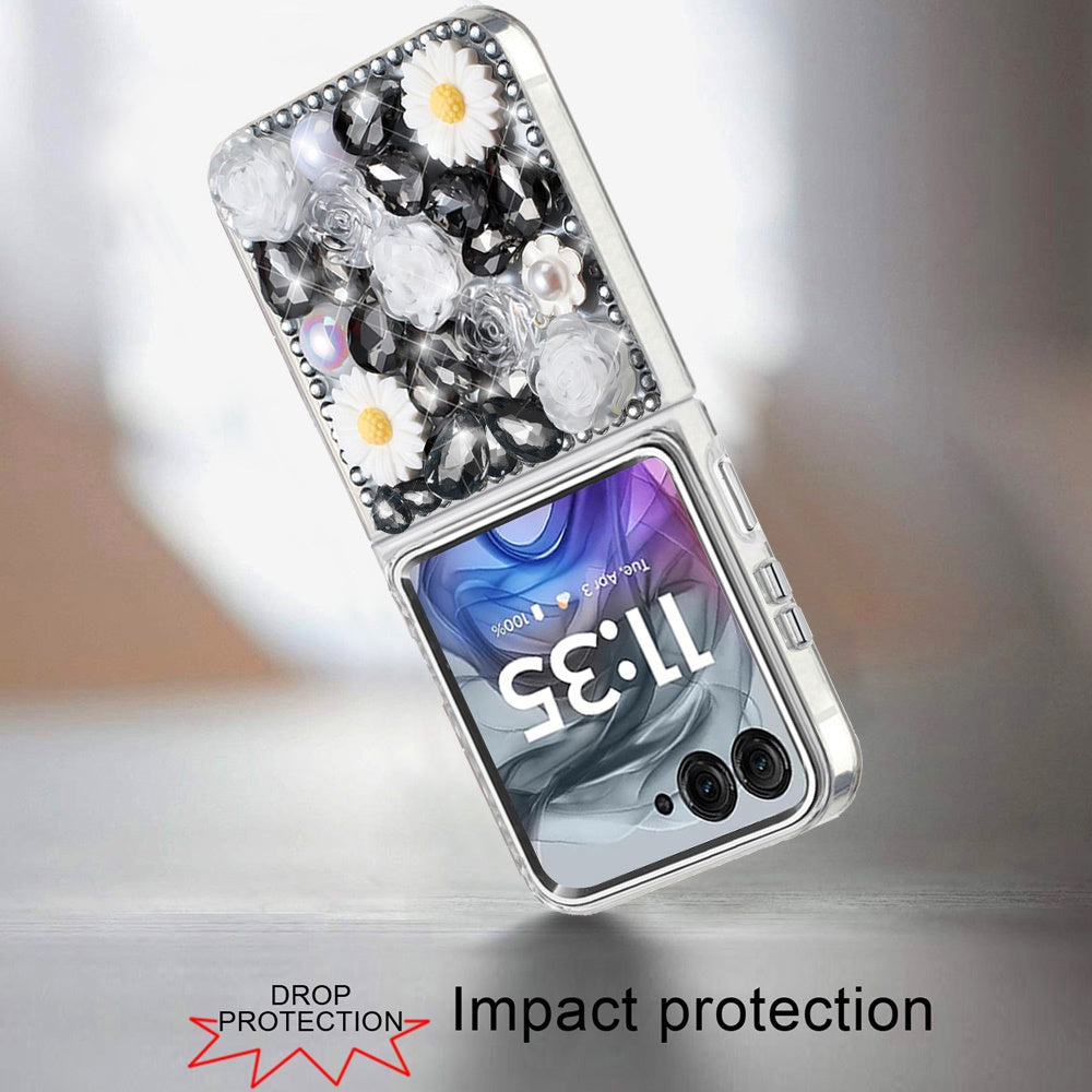 Full Bling Rhinestone Glitter Floral Luxury Hybrid Shockproof Stylish Sparkling Protective Designer Ornament