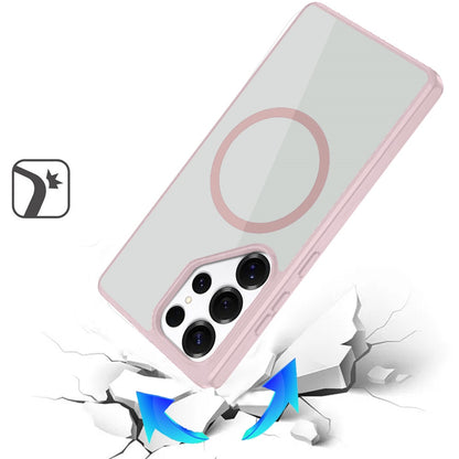 For Samsung Galaxy S25 Ultra Magnetic Circle HQ Transparent Clear TPU Thick 2.0mm Frame Hybrid Shockproof Protector Case Cover