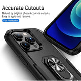 For Apple iPhone 15 Pro (6.1") Military Grade Armor Heavy Shockproof Hybrid Kickstand Built-in 360°Rotate Ring Stand  Phone Case Cover