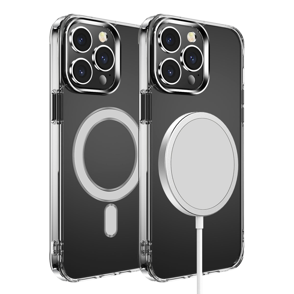 Phone Case for Apple iPhone 8 Plus / iPhone 8+ Thick Clear Hybrid Magnetic Circle Shock Absorbing Reinforced Corners TPU Heavy Duty Transparent Frame Bumper Cover Clear