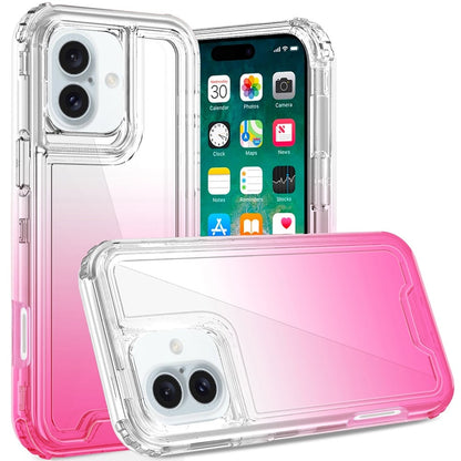 For Apple iPhone 16 Plus Hybrid 3-in-1 Clear Case - Two-Tone Transparent Shockproof TPU + Hard Protective Frame Case Cover Clear + Purple