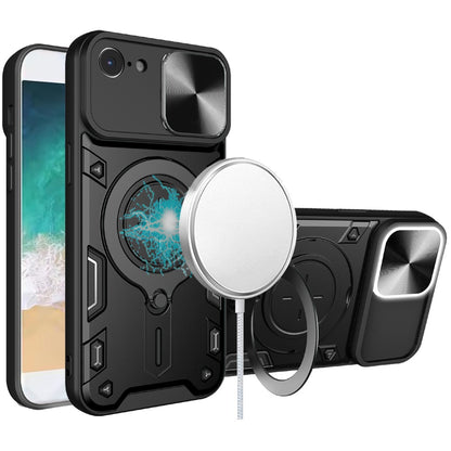 For Apple iPhone 17E /16E Hybrid Magnetic 360° Ring Kickstand, MagSafe Compatible, Durable Full Camera Lens Protection Case Cover Black