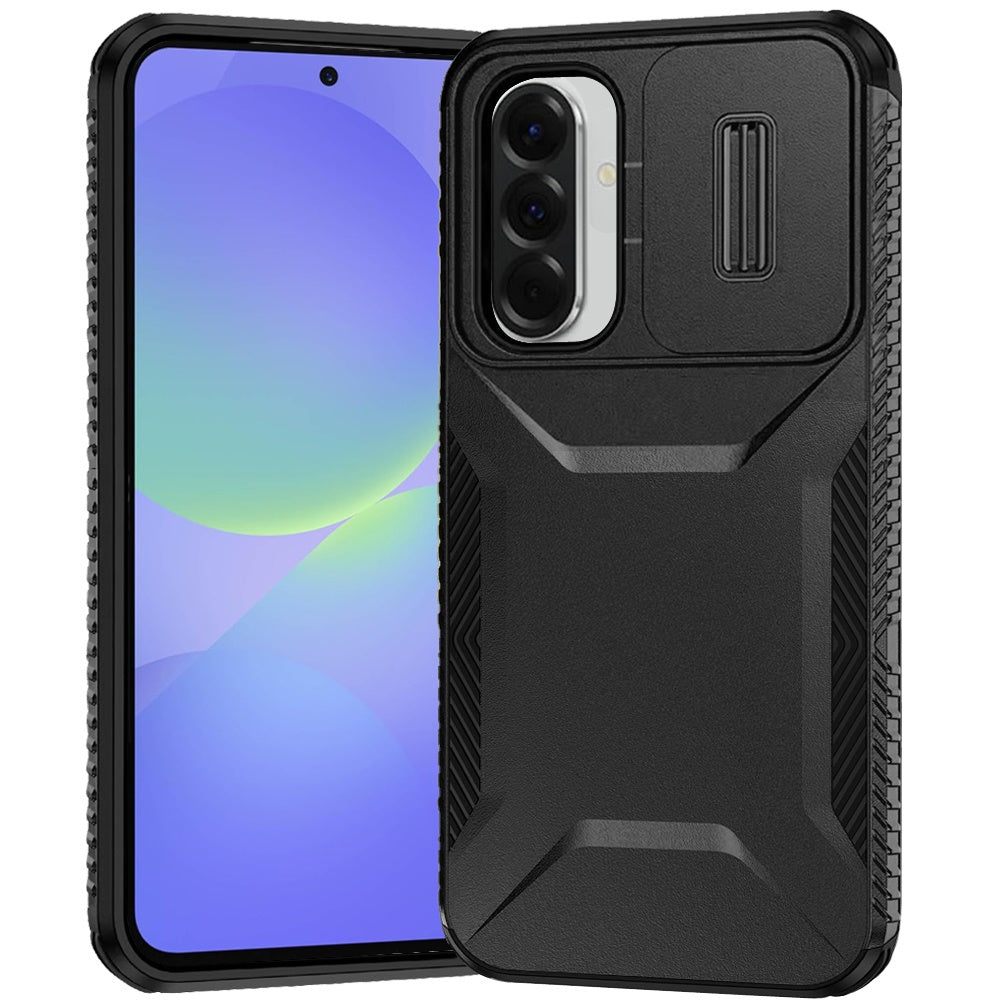 For Samsung Galaxy A37 Slim Fit Shockproof Hybrid with Slide Camera Window Covering, Rugged Tpu Silicone Hard PC Bumper Case Cover