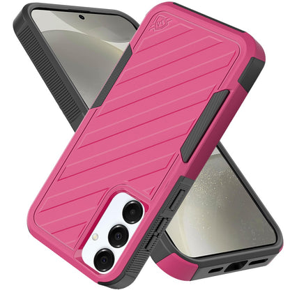 For Samsung Galaxy S25 /S24 Hybrid lined shockproof dual layer Rugged 2in1 Hard PC & Silicone TPU Non Slip Textured Tough Armor Case Cover