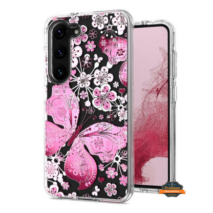 For Samsung Galaxy A36 Hybrid Clear Frame with Trendy Pattern Design, Shockproof Hard Back & TPU Rubber Case Cover