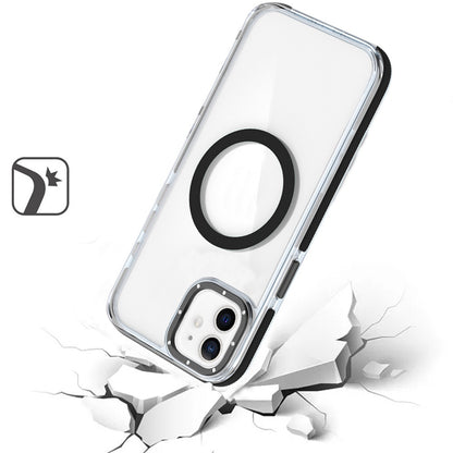 For Samsung Galaxy S23+ Plus Transparent back with Colorful Frame Strong Magnetic Circle [Compatible with Magsafe] Shockproof Case Cover Clear Black