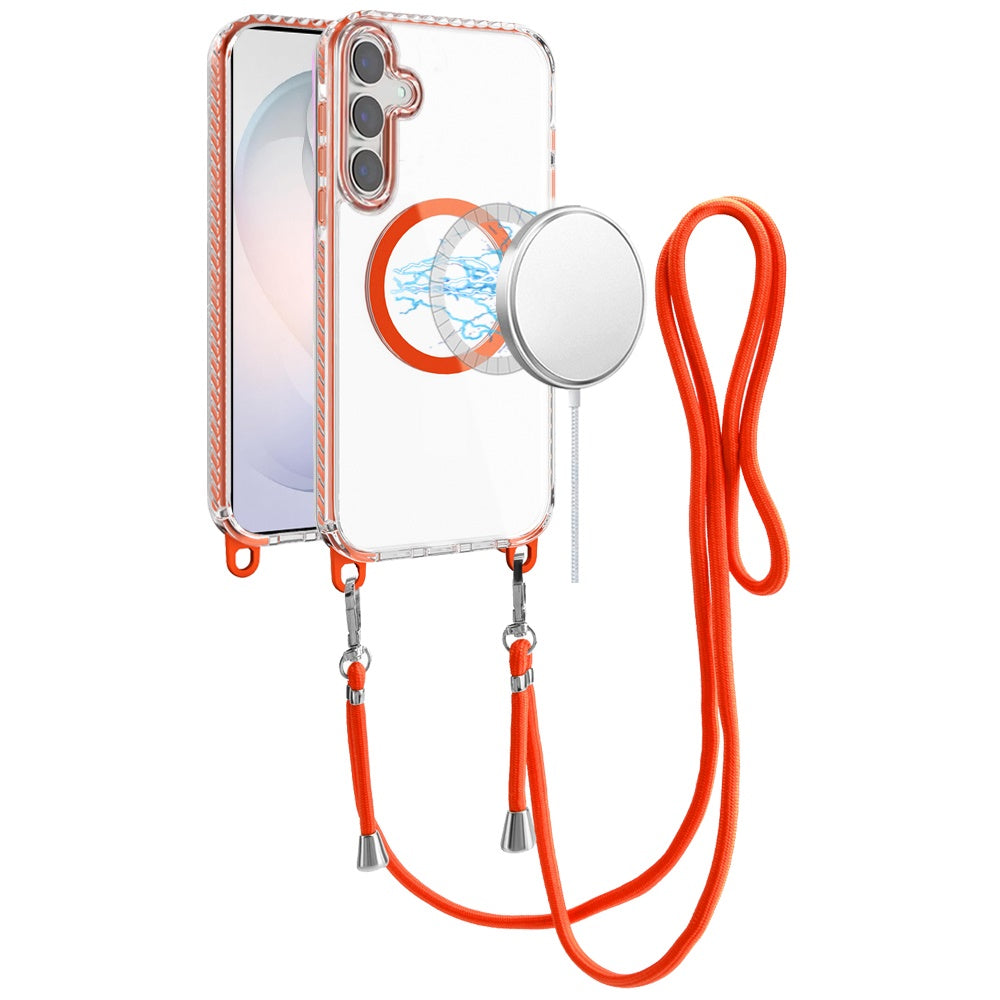 Phone Case for Samsung Galaxy S26 Transparent Magnetic Lanyard Shockproof Hybrid Clear Grip Durable Camera Protection TPU Anti-Slip Design Cover