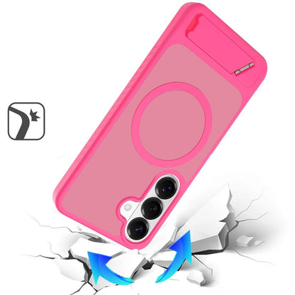Phone Case for Galaxy S26+ / S26 Plus Matte Magnetic Metal Kickstand Shockproof Grip Anti Slip Durable Protective Heavy Duty Hybrid Cover