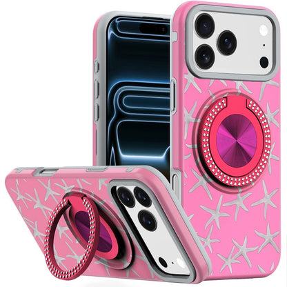 Phone Case for Apple iPhone 18 Pro Max Magnetic Ring Stand Matte Metal Hybrid Car Mount Friendly Shockproof Rotational Grip Diamond Design Pattern Cover