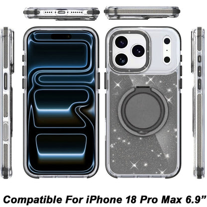Phone Case for Apple iPhone 18 Pro Max Magnetic Hybrid 360 Rotating Ring Kickstand Tough Hard PC Soft TPU Glitz Shimmer Glitter Shock Absorbing Cover