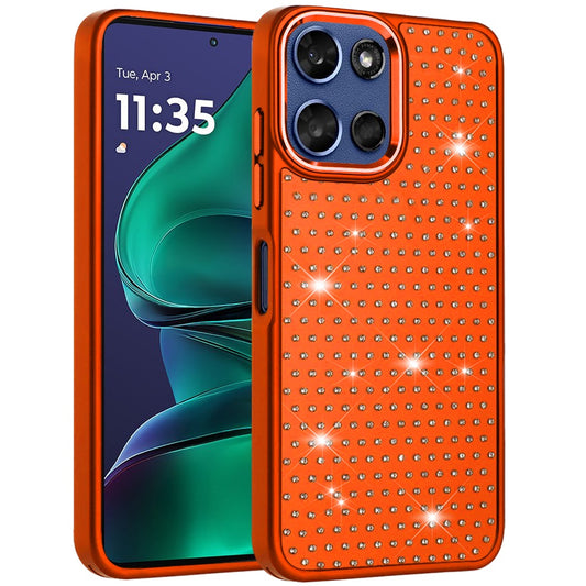 Phone Case for Motorola Moto G Stylus 5G 2026 /2025 Luxury Diamond Bling Sparkle Chrome Metallic Edge Shockproof Durable Protective Stylish Premium Hybrid Design Cover Cosmic Orange