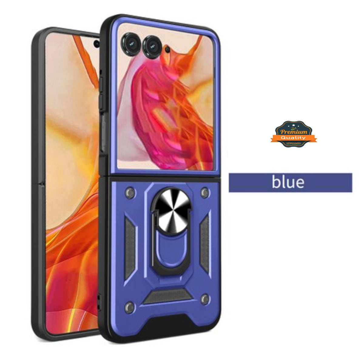 For Samsung Galaxy Z Flip 7 Shockproof Hybrid Dual Layer PC + TPU with Metal Ring Kickstand Heavy Duty Armor Shell Case Cover
