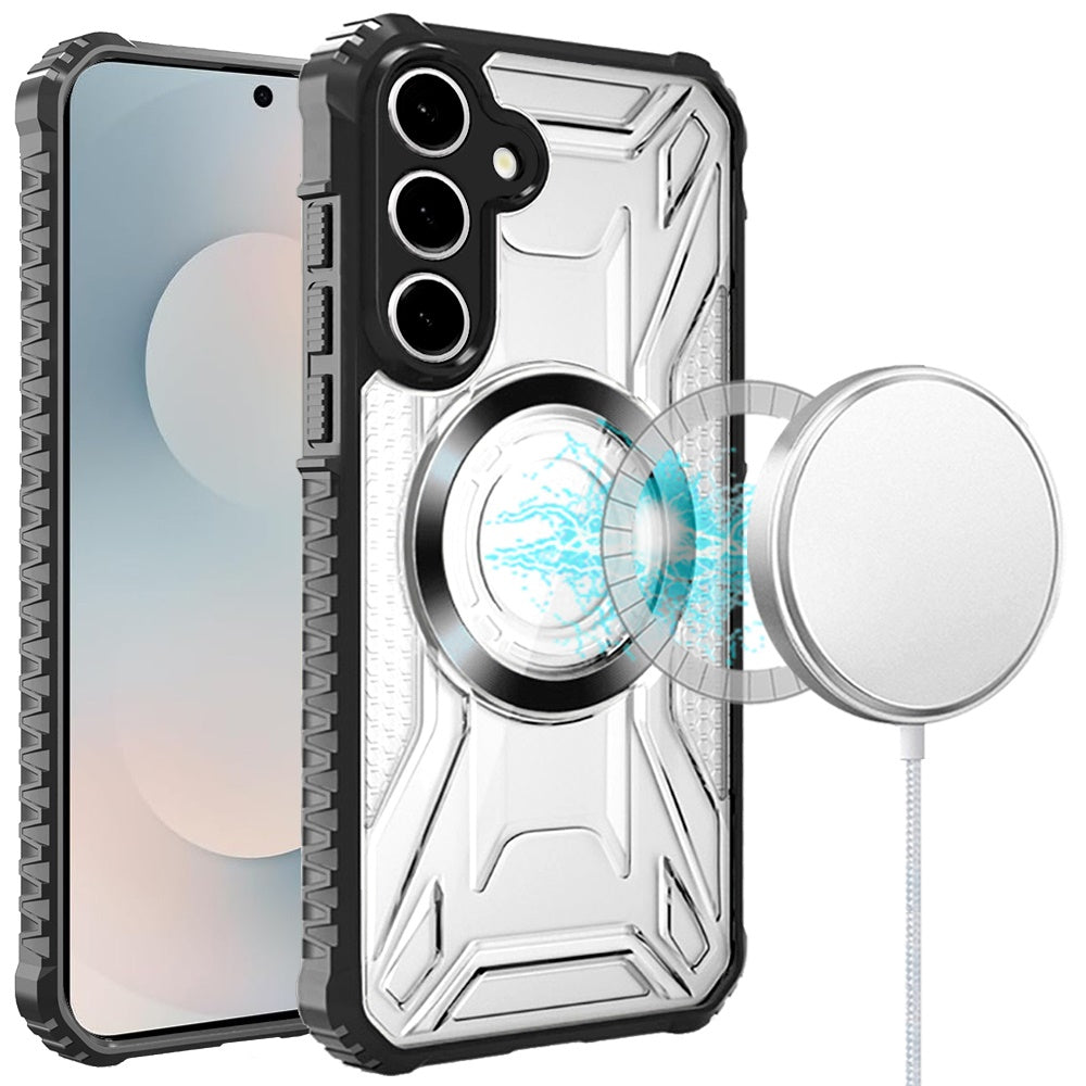 For Samsung Galaxy S26 MagSafe Compatible Pattern Clear Transparent Rugged Hybrid Magnetic TPU Shockproof Armor Case Cover