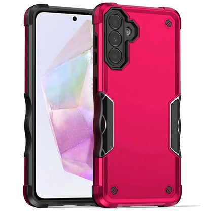 For Samsung Galaxy A35 Slim Fit Back Hybrid Lightweight Shockproof 2-in-1 Hybrid Hard PC Bumper Frame Armor Protection Case Cover Dark Purple