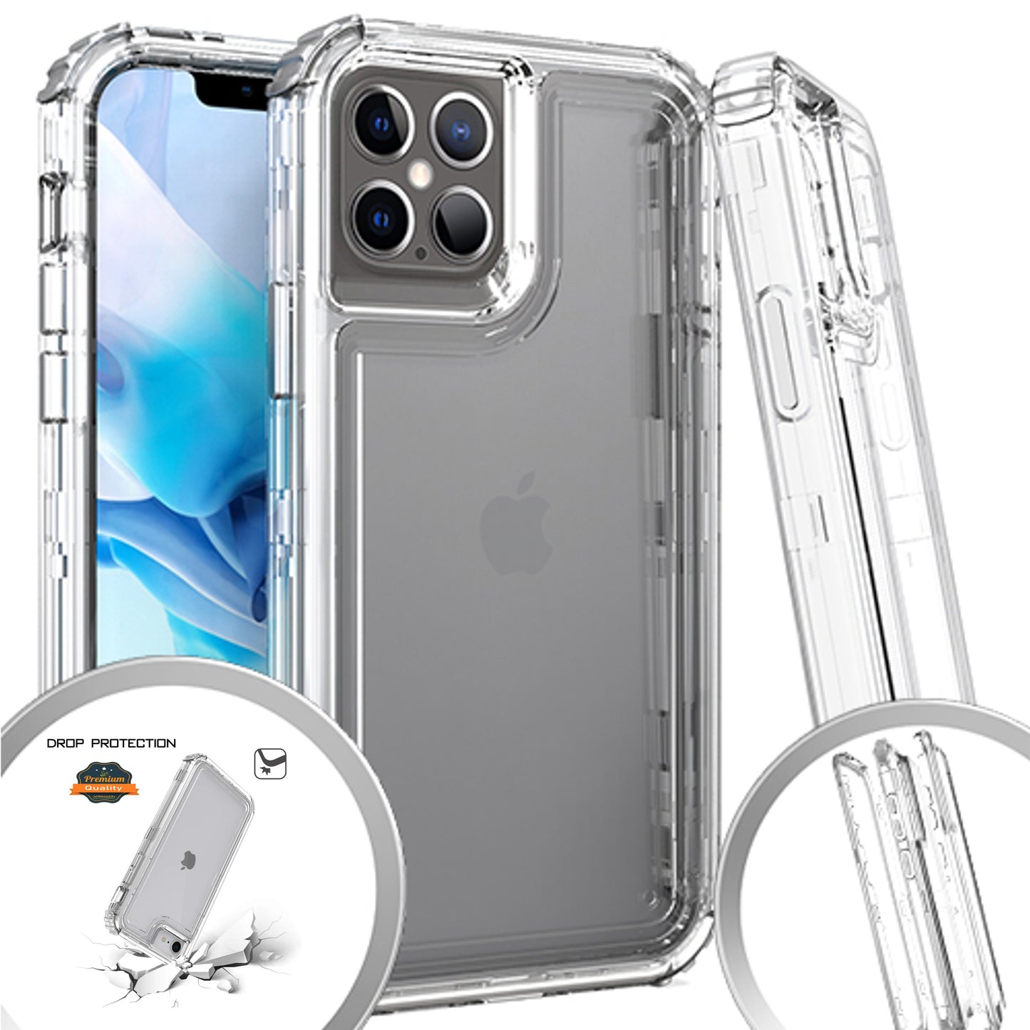 For Apple iPhone 15 Plus (6.7") Heavy Duty Transparent 3 in 1 Hybrid Shockproof Full Edge Hard Front Frame Bumper Clear Phone Case Cover