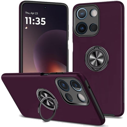 Phone Case for Moto G Power 5G (2026/2025) Invisible Ring Stand Shockproof Anti Slip Durable Grip Protective Hybrid Fit Magnetic Car Mount Holder Cover Purple
