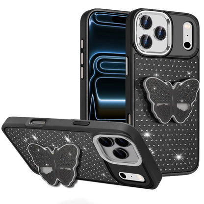 Butterfly Grip Pop Stand Diamond Sparkle Hybrid Shockproof Metal Button Slim Protective Grip Decorative Design