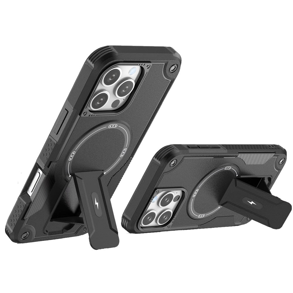 For iPhone 16 Pro Max (6.9") Magnetic Invisible Kickstand Holder with Magsafe, Slim Fit Shockproof Hybrid Military Grade Heavy Duty Protector