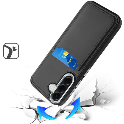 For Samsung Galaxy A37 PU Leather Wallet Cover with Credit Card Holder, Kickstand & Mirror Inside Slim Fit TPU & PC Hybrid Design Case Cover
