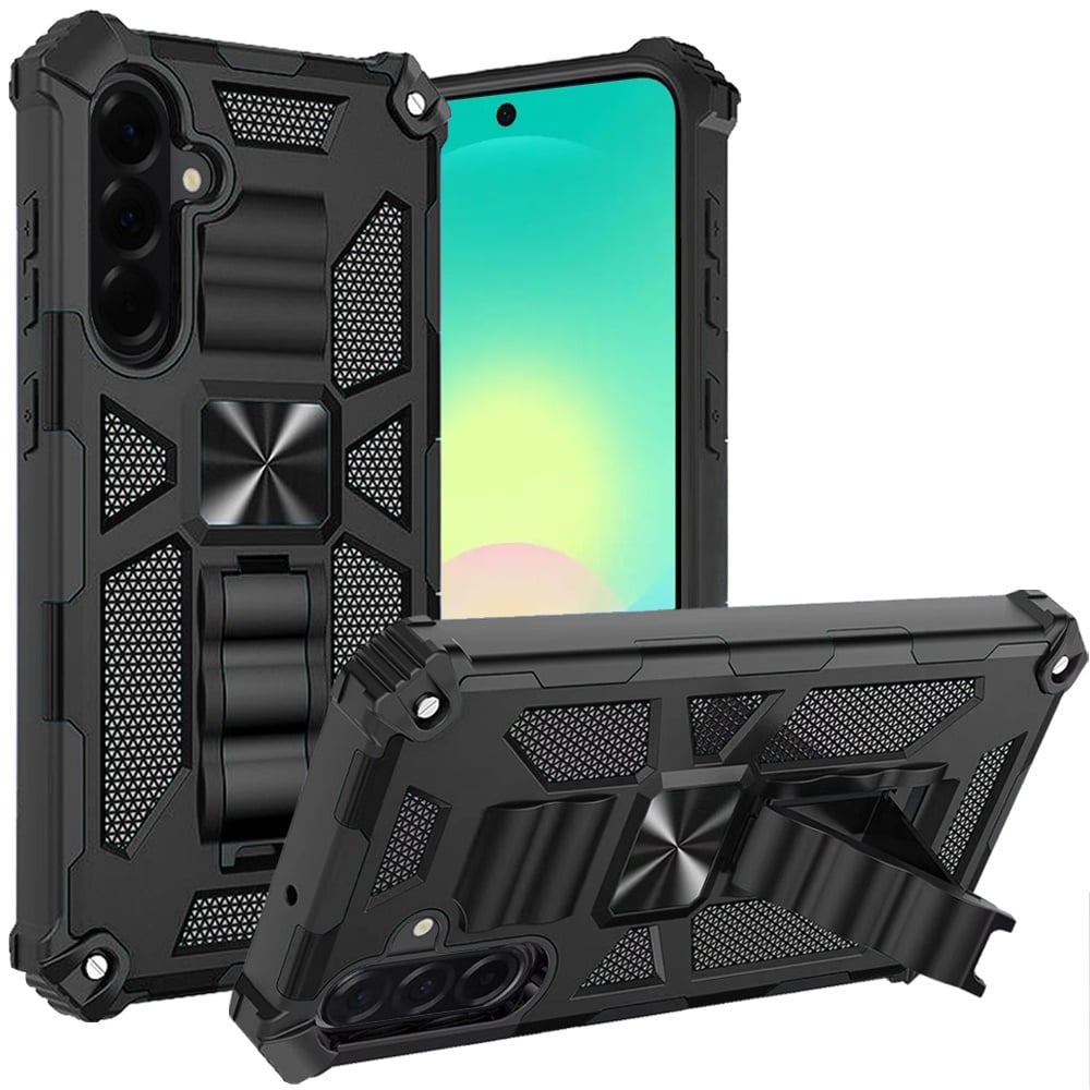 Phone Case for Samsung Galaxy A27 Built in Magnetic Hiden Kickstand Shockproof Rugged Armor Grip Hybrid Heavy Duty Anti Slip Protective Style Cover