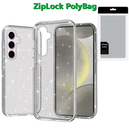 Transparent Glitter Shiny Sparkle Bling TPU Rubber Hard Back Hybrid Frame Shockproof