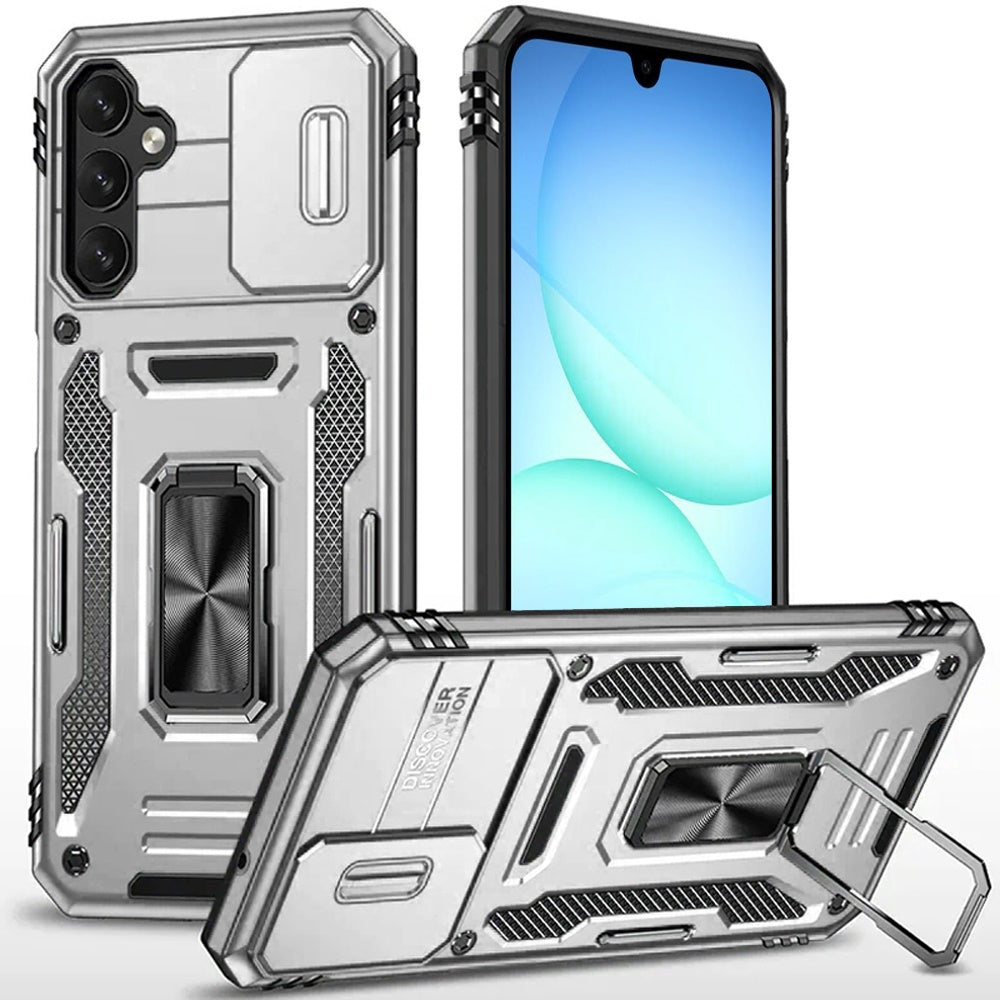 For Samsung Galaxy S25 Fan Edition /Galaxy S25 FE Tough Hybrid Case with Movable Camera Window & Metal Ring Stand Shockproof Case Cover