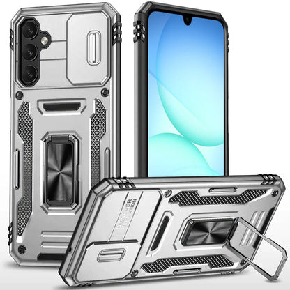 For Samsung Galaxy S25 Fan Edition /Galaxy S25 FE Tough Hybrid Case with Movable Camera Window & Metal Ring Stand Shockproof Case Cover