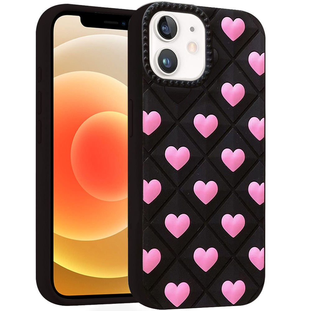 Phone Case for Apple iPhone 12 /12 Pro Fashionable Silicone Textured Decorative Design Pattern Protective Rubber TPU Hybrid Protection Cover