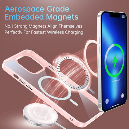 For Apple iPhone 17 Pro Max Hybrid Clear Transparent with Color Edge Bumper, MagSafe Compatible Ultra Slim Hard PC Case Cover