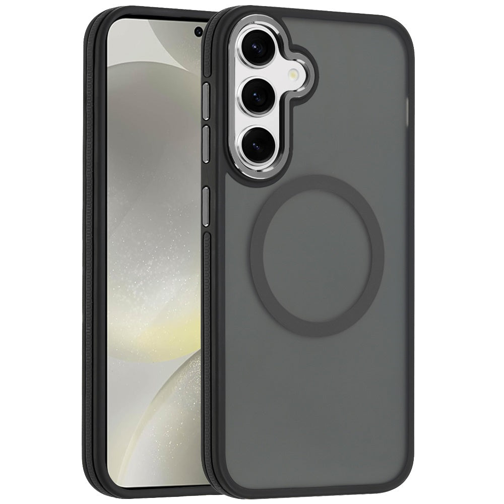 For Apple iPhone 17E /16E Frosted Translucent Back Hybrid Case with Magnetic Circle; MagSafe Compatible, Military Grade Shockproof, Slim Design Case Cover Black