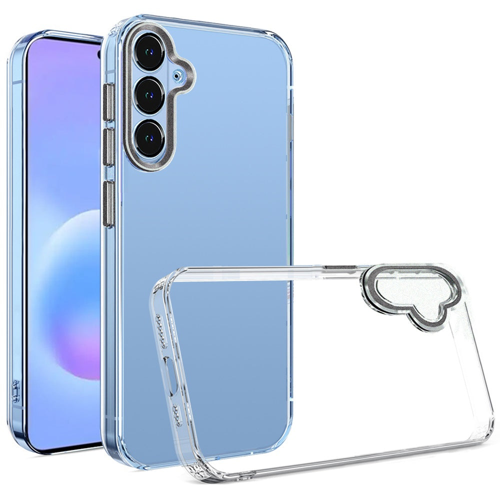 Phone Case for Samsung Galaxy A57 Transparent Clear Hybrid Metal Button Camera Guard Shockproof Gummy TPU Slim Protective Grip Cover