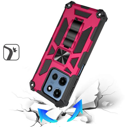 For Motorola Moto G Play 5G 2026 Hybrid Shockproof [Military Grade] Rugged Protective with Magnetic Car Mount & Invisible Stand Case Cover Cosmic Orange