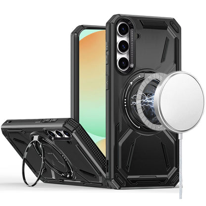 For Samsung Galaxy S24 Fan Edition /Galaxy S24 FE Hybrid Magnetic Ring and 360° Rotational Kickstand with MagSafe Compatible, Military Grade Drop Protection Case Cover