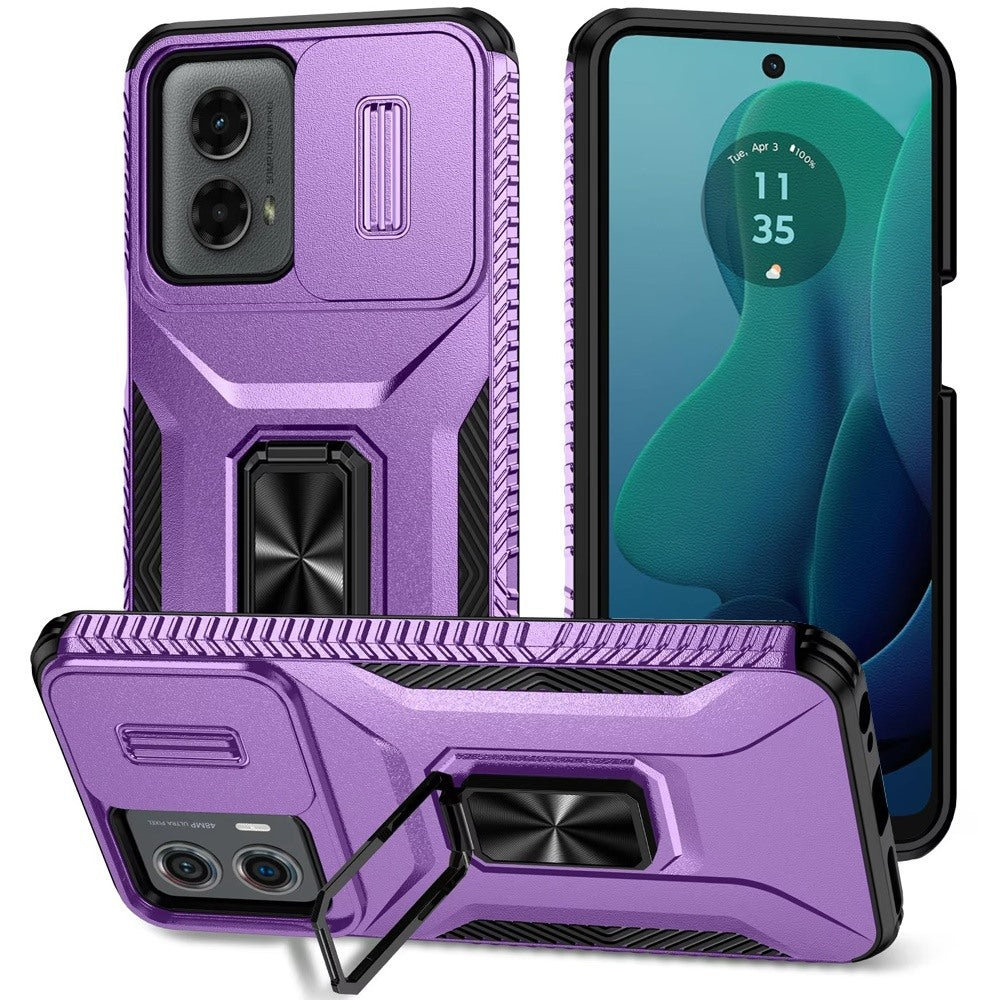 For Google Pixel 9A Case, Camera Cover with Magnetic Rotation Ring Stand, Military Grade Hybrid Hard TPU Shockproof Case Cover